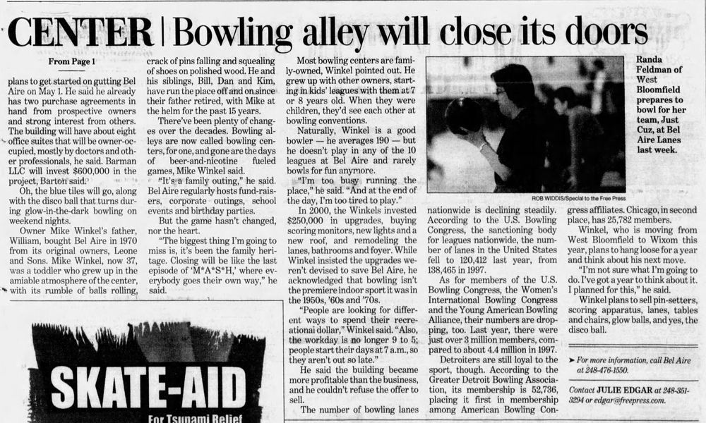 Bel Aire Lanes - Feb 2005 Article On Closing